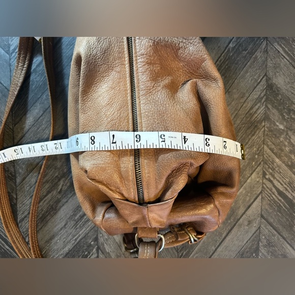 Vintage Karen Gunna Leather Light Camel Brown Rucksack Backpack made in Canada - Picture 13 of 13